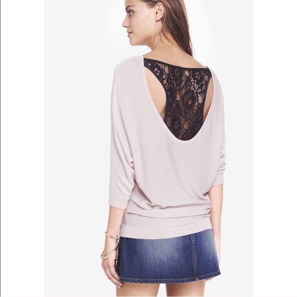Express Sweaters - Lace Back Dolman Sweater